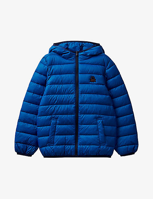BENETTON: Logo-embroidered quilted shell puffer jacket 6-14 years