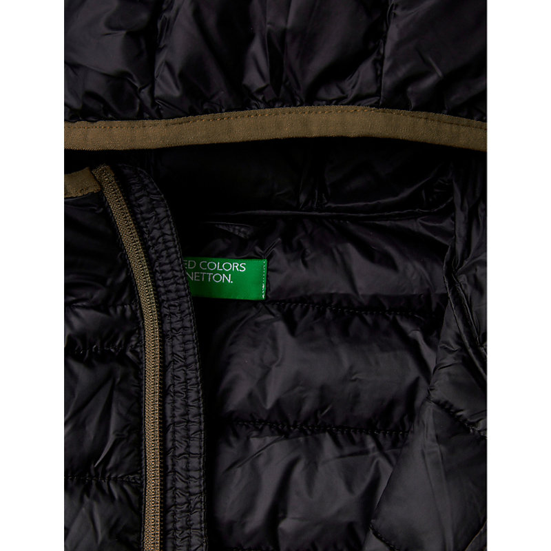 Shop Benetton Logo-embroidered Quilted Shell Puffer Jacket 6-14 Years In Black