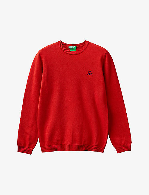BENETTON: Logo-embroidered wool-blend jumper 6-14 years