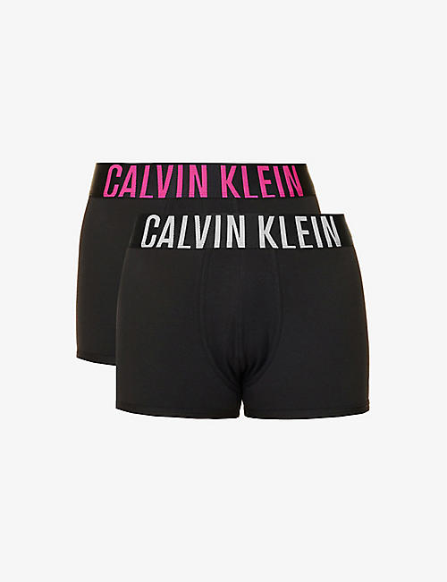 CALVIN KLEIN: Logo waistband pack of two stretch-cotton trunks