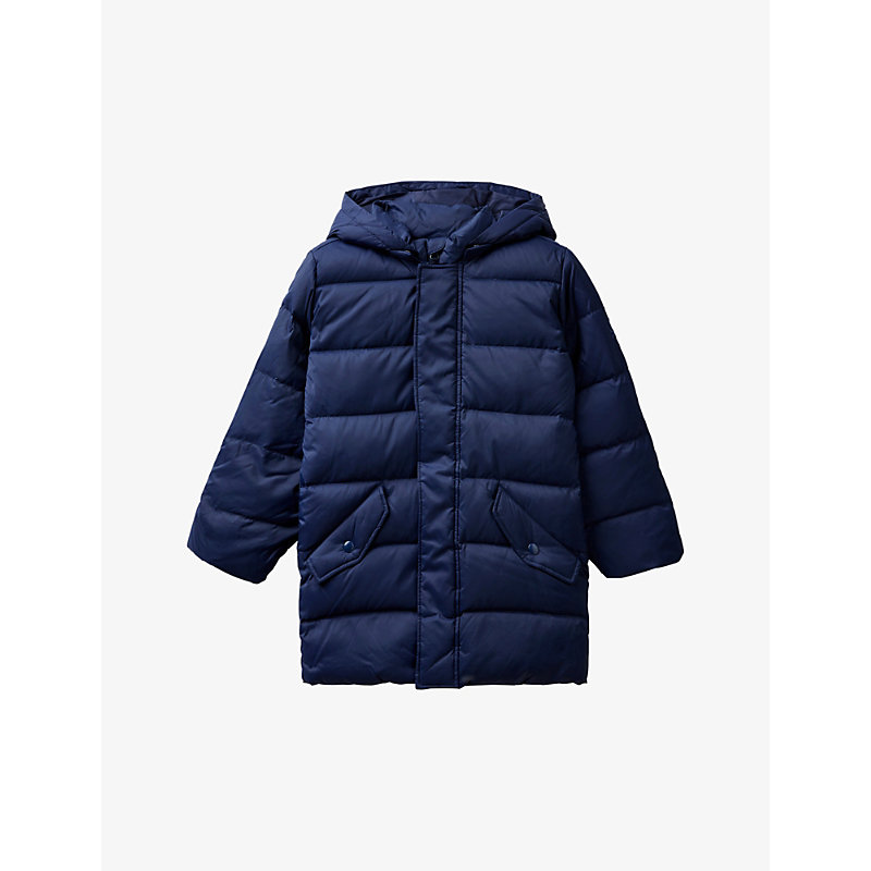 Benetton Boys Navy Blue Kids Feather-and-down-padded Shell Coat 6-12 Years