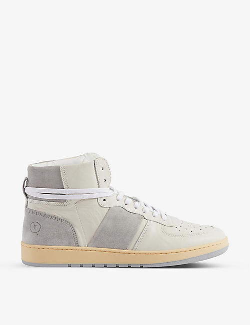 COLLEGIUM: Pillar Destroyer leather and suede high-top trainers