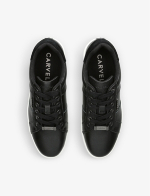 Shop Carvela Womens Black Connect Platform-sole Leather Trainers