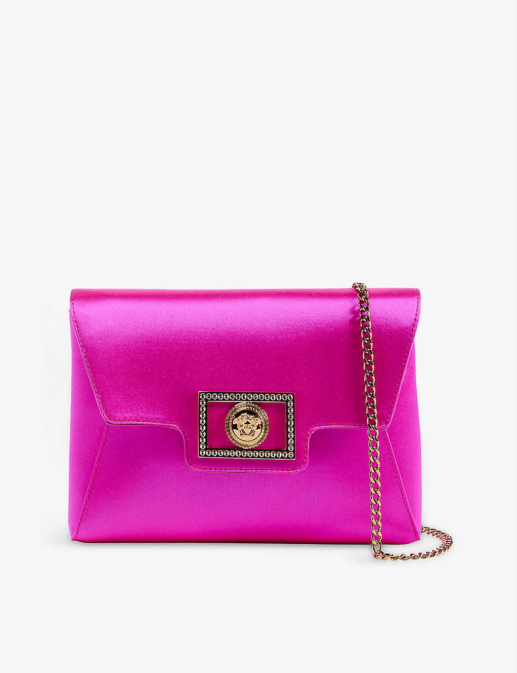 VERSACE Medusa logo-plaque satin clutch bag
