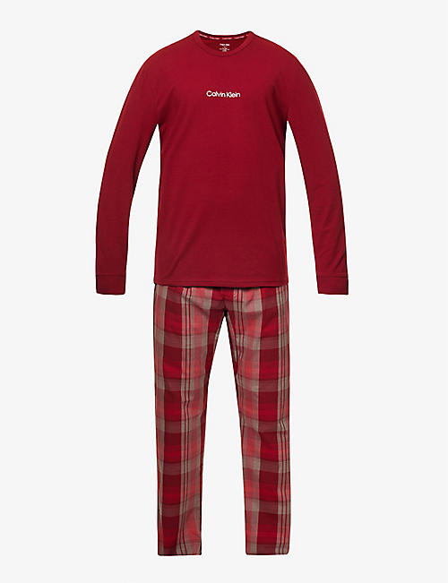 CALVIN KLEIN: Logo-print recycled-polyester and cotton-blend pyjama set