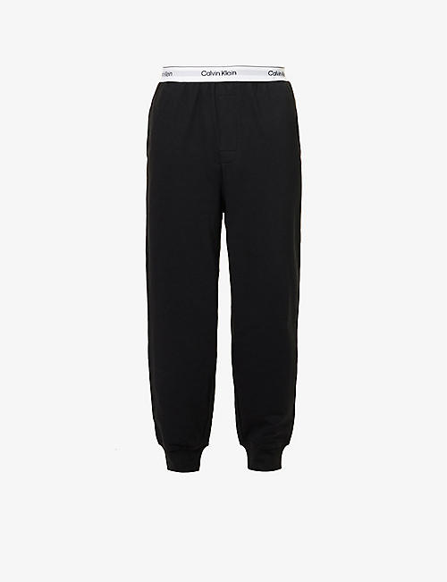 CALVIN KLEIN: Logo-band stretch-cotton and recycled-polyester blend jogging bottoms