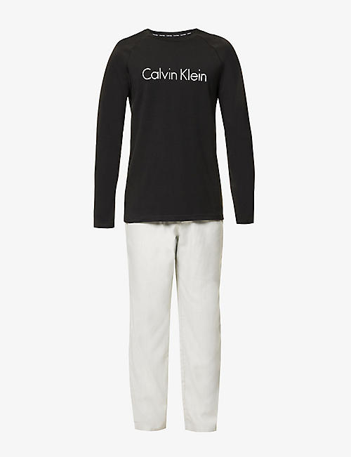 CALVIN KLEIN: Logo-print cotton-blend pyjama set
