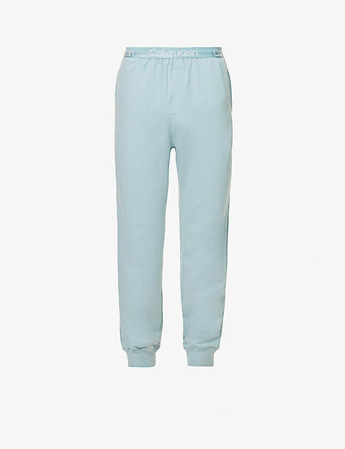 CALVIN KLEIN: Logo print stretch-cotton and recycled polyester-blend jogging bottoms