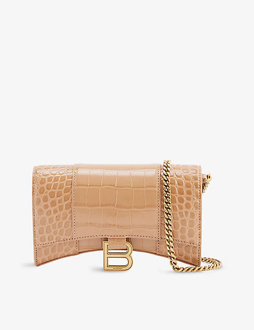 BALENCIAGA: Hourglass croc-embossed leather wallet