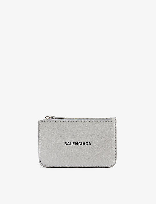 BALENCIAGA: Cash brand-print woven card holder
