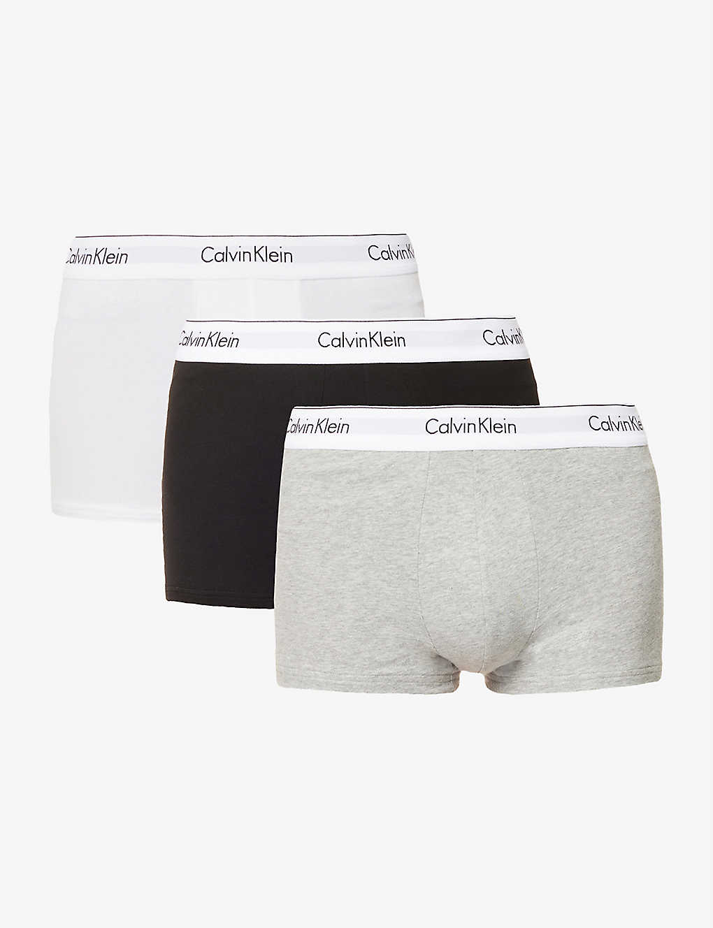 Calvin Klein Logo-waistband Pack Of Three Stretch-cotton Trunks In Multi-coloured