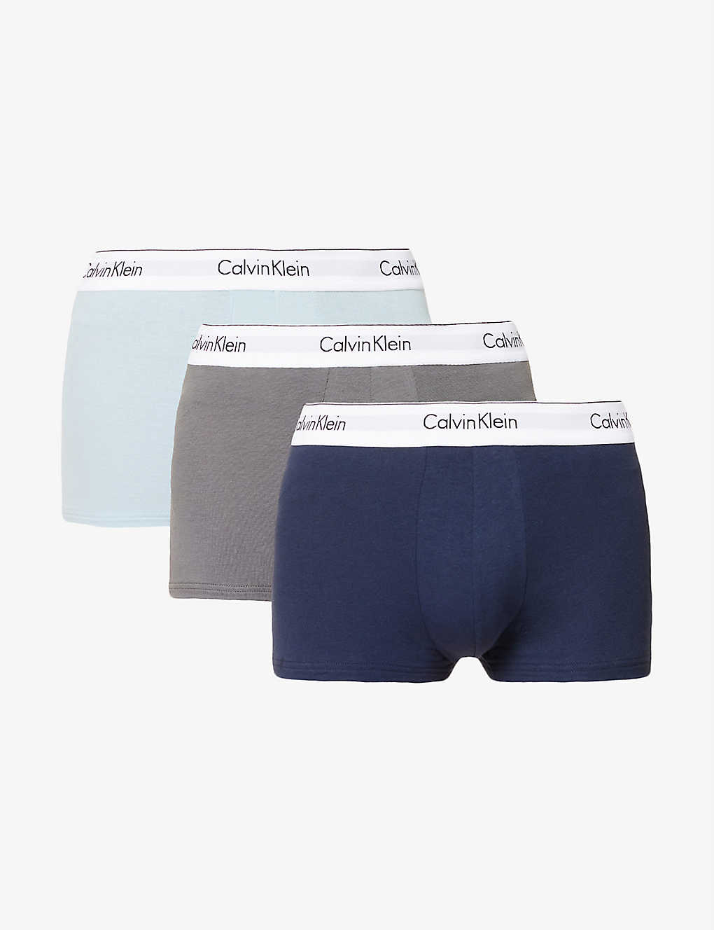 Calvin Klein Logo-waistband Pack Of Three Stretch-cotton Trunks In Multi