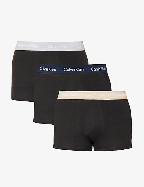 CALVIN KLEIN: Branded-waistband pack of 3 stretch-cotton trunks