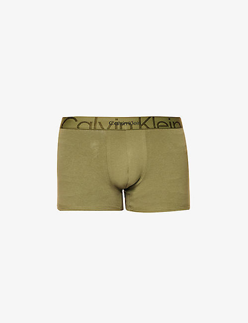 CALVIN KLEIN: Branded-waistband recycled cotton-blend trunks