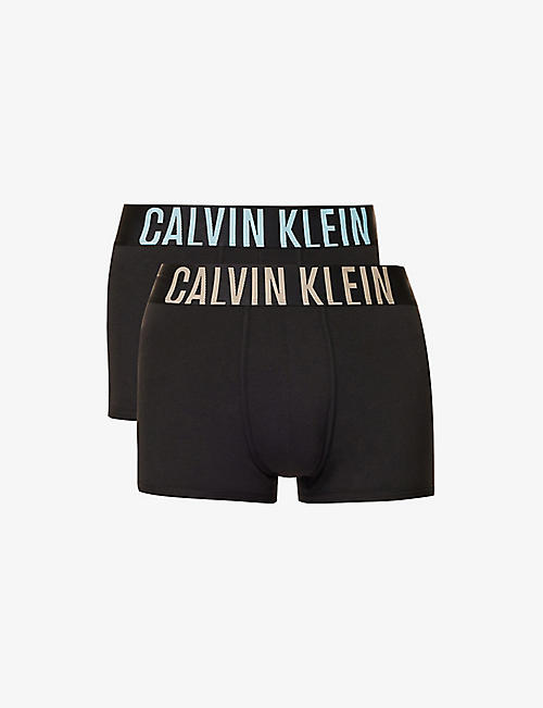 CALVIN KLEIN: Logo-waistband pack of two stretch-cotton trunks