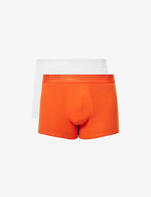 CALVIN KLEIN: Branded pack of two cotton-blend trunks