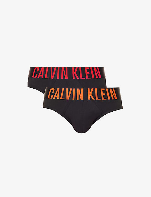 CALVIN KLEIN：品牌标识印花弹力棉三角内裤两条装