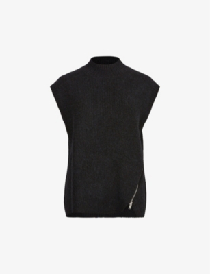 Rina Crew Neck Sleeveless Tank Top Black | ALLSAINTS Canada