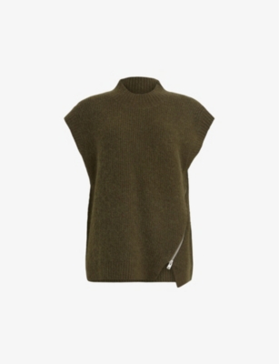ALLSAINTS: Castel V-neck sleeveless stretch-knit tank top