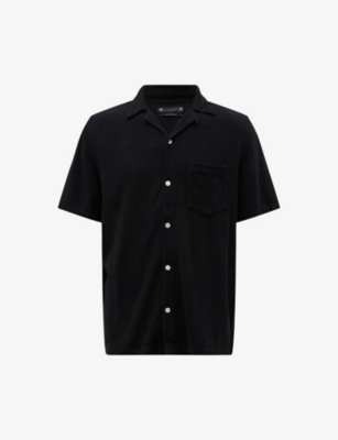 Allsaints Mens Jet Black Cudi Relaxed-fit Woven Shirt