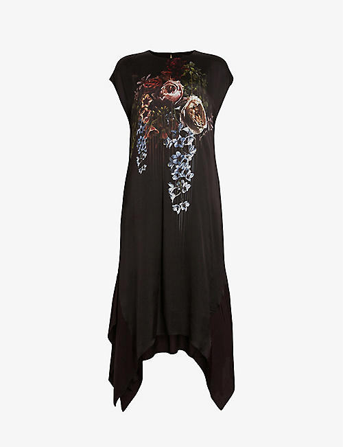 ALLSAINTS: Gian Sabrina floral-print woven midi dress