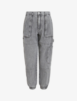 Allsaints Mila Denim Trousers In Washed Grey