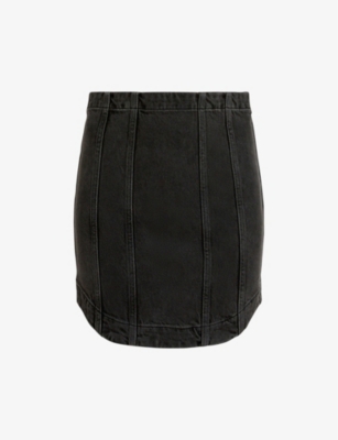 ALLSAINTS Charli dipped-hem denim mini skirt