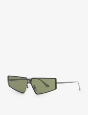 Balenciaga Womens Black Bb0192s Rectangular-frame Metal Sunglasses In Black