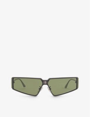 BALENCIAGA: BB0192S rectangular-frame metal sunglasses