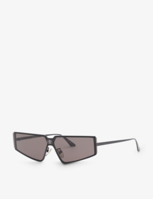Balenciaga Womens Red Bb0192s Rectangular-frame Metal Sunglasses In Red