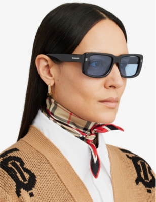 Burberry Womens Black Be4376u Jarvis Rectangle-frame Acetate Sunglasses In Black