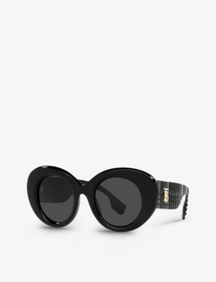 Shop Burberry Women's Black Be4370u Margot Round-frame Acetate Sunglasses