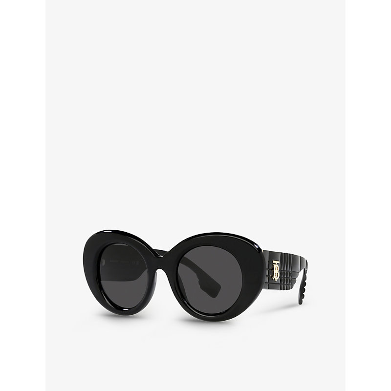 Shop Burberry Women's Black Be4370u Margot Round-frame Acetate Sunglasses