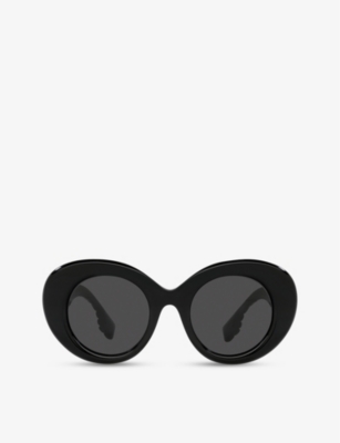 Shop Burberry Womens Black Be4370u Margot Round-frame Acetate Sunglasses