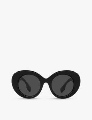 Burberry Womens Black Be4370u Margot Round-frame Acetate Sunglasses In Black