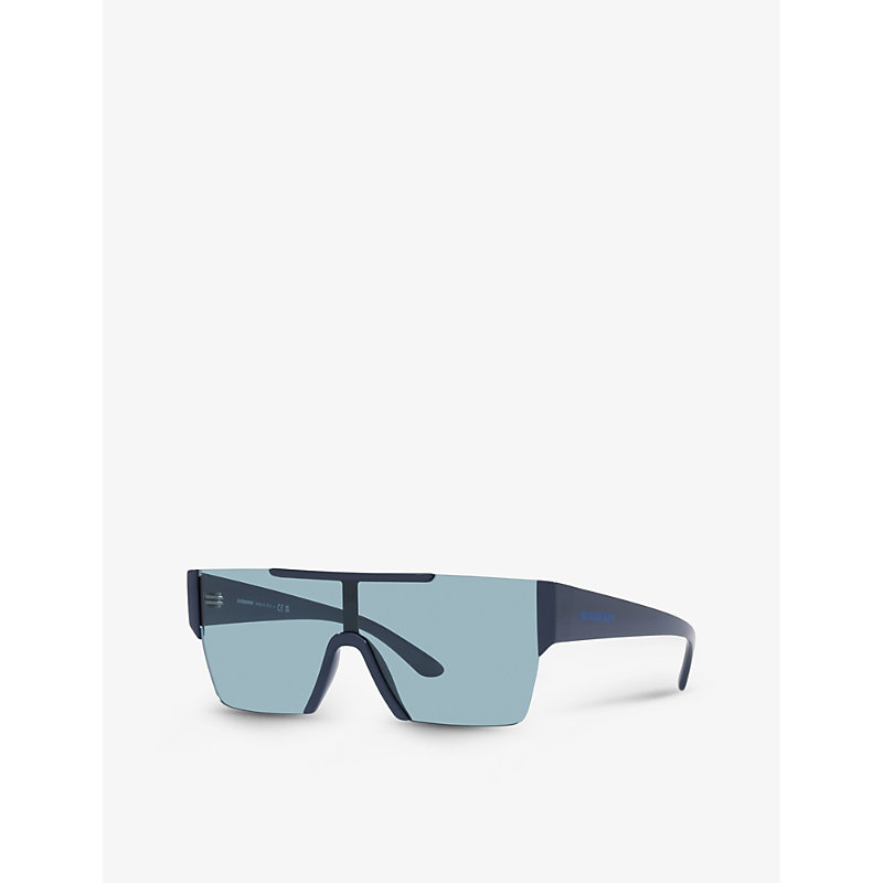 Shop Burberry Men's Blue Be4291 Aviator-frame Tinted Nylon Sunglasses
