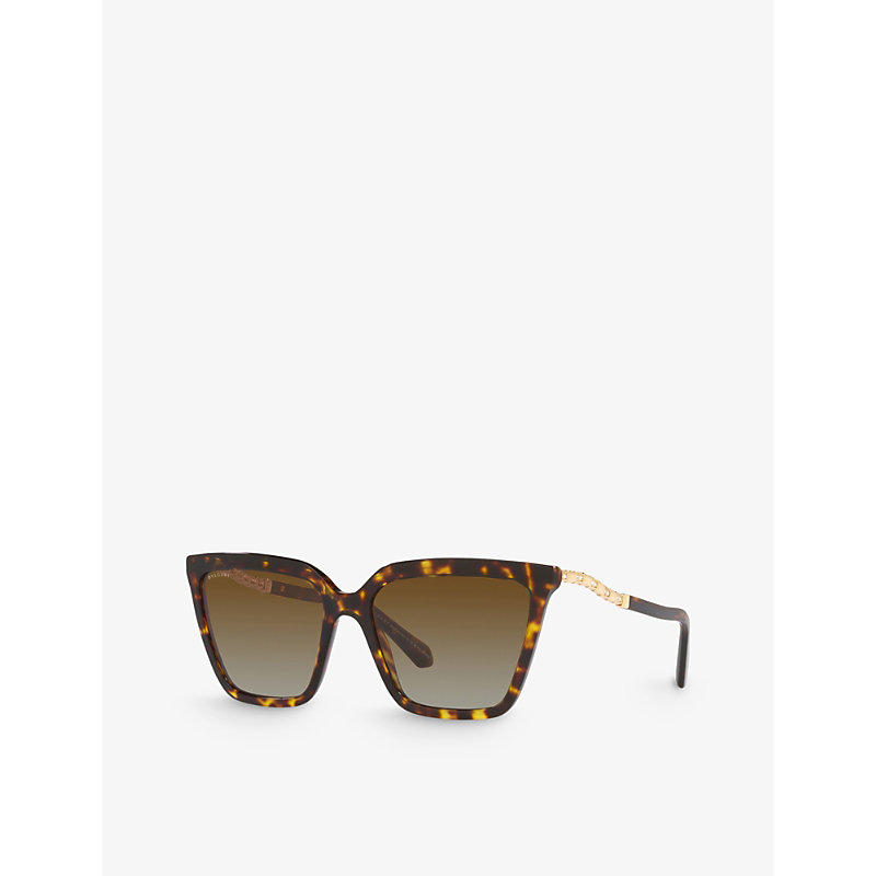 Shop Bvlgari Bv8255b Cat-eye Crystal-embellished Acetate Sunglasses In Brown