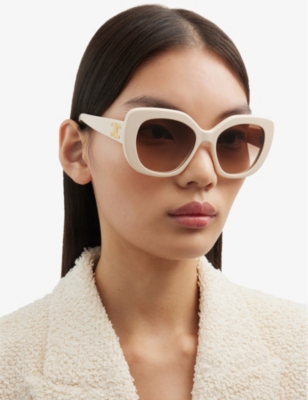 Celine Triomphe Story Square Acetate Sunglasses In Ivory  display picture 2