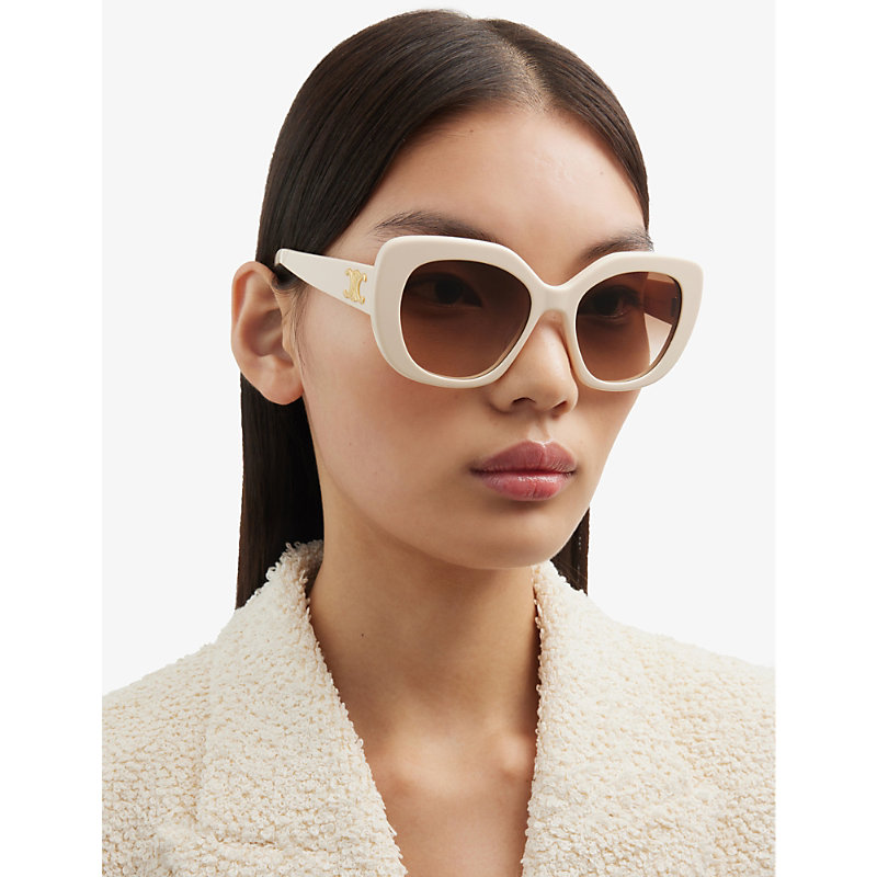 Shop Celine Womens White Cl000366 Cl40226u Butterfly-frame Acetate Sunglasses