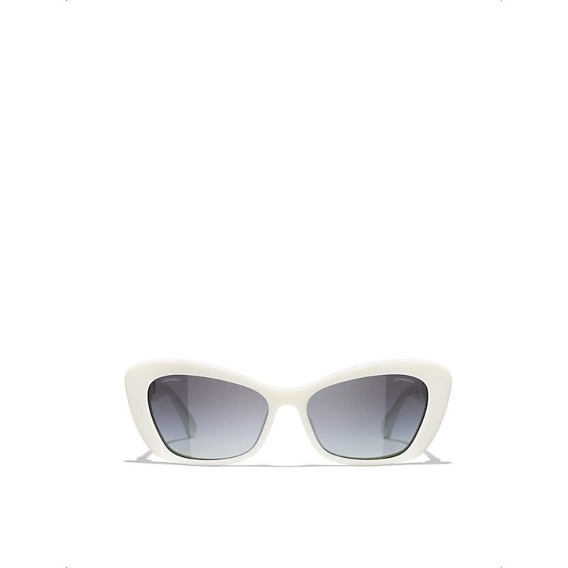 Pre-owned Chanel Womens White Ch5481h Butterfly-frame Acetate Sunglasses