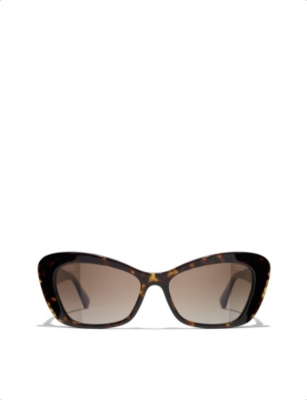 Pre-owned Chanel Womens Brown Ch5481h Cat-eye Tortoiseshell-frame Acetate Sunglasses