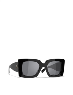 Pre-owned Chanel Womens Black Ch5480h Square-frame Acetate Sunglasses