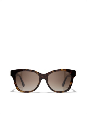 Pre-owned Chanel Womens Brown Ch5482h Tortoiseshell Square-frame Acetate Sunglasses