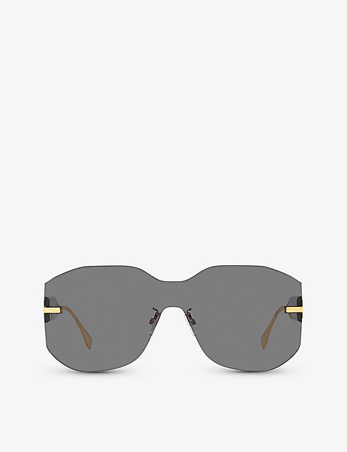 FENDI: FN000635 FE40067U rectangle-frame tinted-lens metal sunglasses