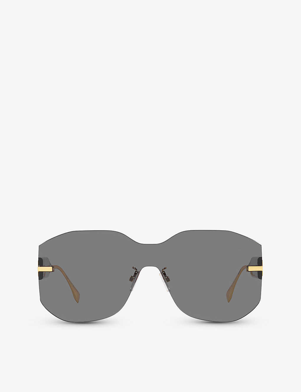 Fendi Womens Gold Fn000635 Fe40067u Rectangle-frame Tinted-lens Metal Sunglasses