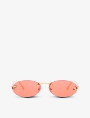 FENDI: FE4075US oval-frame metal sunglasses