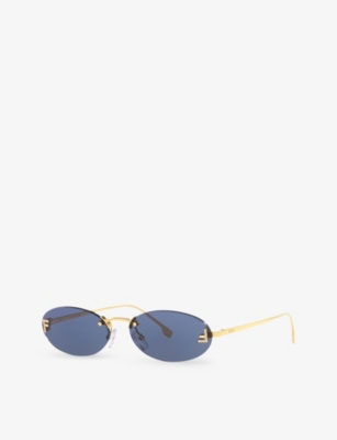 Fendi Womens Gold Fe4075us Oval-frame Metal Sunglasses In Gold