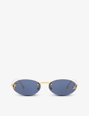 Fendi Men's Monogram-Lens Round Sunglasses