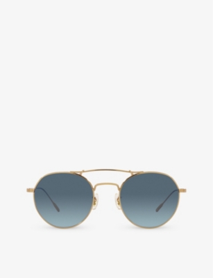 Oliver Peoples Womens Gold Ov1309st Reymont Round-frame Titanium Sunglasses
