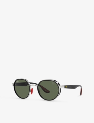 Ray Ban Ray-ban Womens Silver Rb3703m Scuderia Ferrari Irregular-frame Metal Sunglasses In Silver